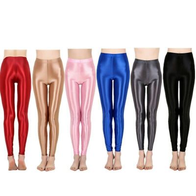 Women Athletic Tights Shiny Slimming Compression Pants Yoga Fitness Jogger Pants